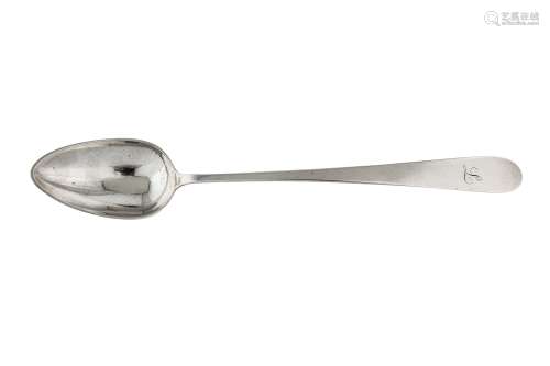 A George III Irish provincial silver basting / stuffing spoon, Cork circa 1770 by John Nicholson