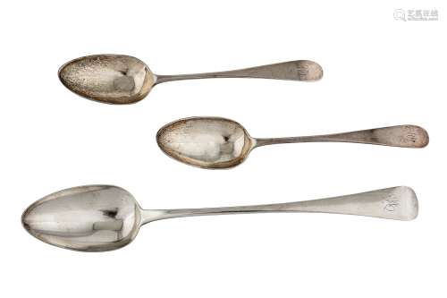 A pair of George III Scottish sterling silver tablespoons, Edinburgh 1803 by John Graham