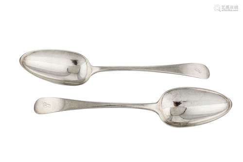 A pair of George III Scottish provincial silver tablespoons, Aberdeen circa 1810 by William