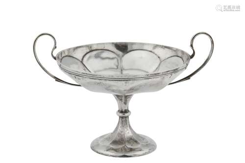 A George V sterling silver twin-handled pedestal fruit bowl, Birmingham possibly 1910 makers mark