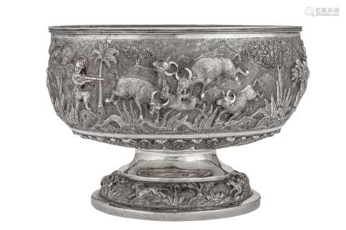 An early 20th century Anglo – Indian Raj silver standing bowl, Lucknow circa 1900-1920