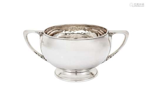 A George V sterling silver twin handled bowl, London 1910 by Carrington & Co