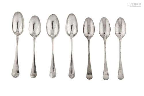 A mixed selection of George II / George III sterling silver teaspoons