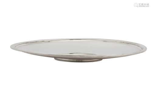 A George VI sterling silver footed salver or cake stand, London 1943 by Wakley and Wheeler