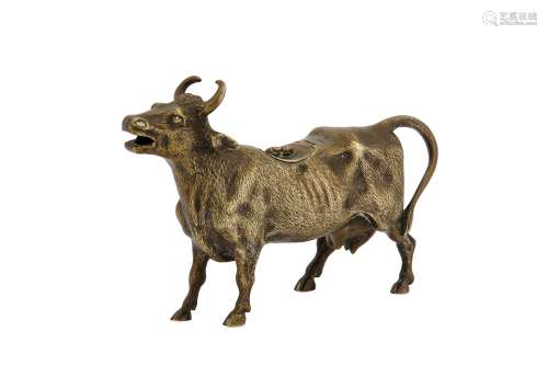A mid- to late 19th century nickel cow creamer, probably Dutch circa 1860-80