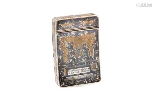 A Nicholas I Russian 84 Zolotnik (875 standard) parcel-gilt silver and niello snuff box, Moscow