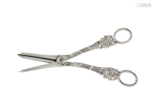 A pair of early Victorian sterling silver grape scissors, London 1837 by William Theobalds