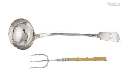 A William IV sterling silver soup ladle, London 1836 by Samuel Hayne & Dudley Cater