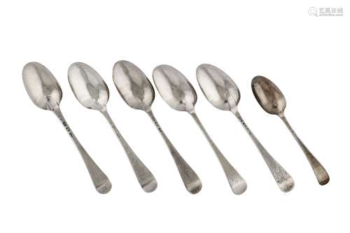 A mixed group of George II and George III sterling silver tablespoons