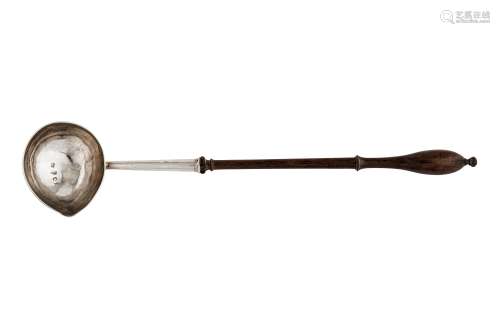 A George II sterling silver punch ladle, London 1741 by William Justis (reg. 28th June 1739)