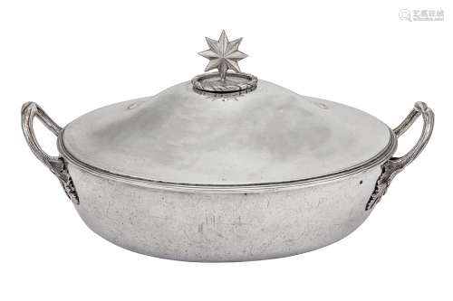 A matched Louis XVI / First Republic French silver entrée or vegetable dish and cover, the base