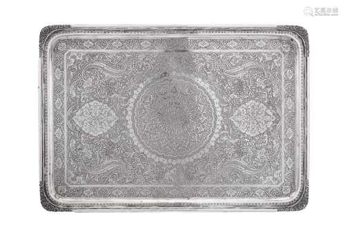 A mid- 20th century Iranian (Persian) silver tray, Isfahan circa 1960 mark of Parvaresh