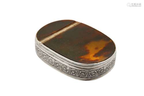 An early 19th century Norwegian silver and tortoiseshell snuff box, Bergen 1835 by PS(?)