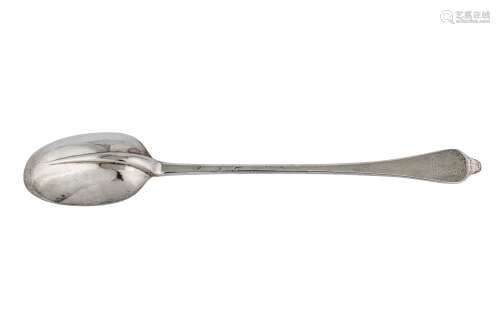 A Queen Anne Britannia standard silver basting spoon, London probably 1705 by John Broake (reg. 8th