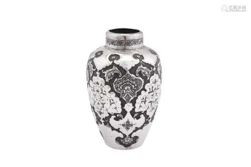 An early to mid-20th century Iranian (Persian) unmarked silver vase, Isfahan circa 1920-40