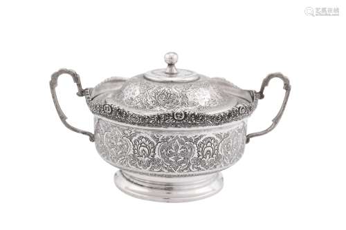 A mid-20th century Iranian (Persian) silver covered sugar bowl, Isfahan circa 1950 mark of Bireae