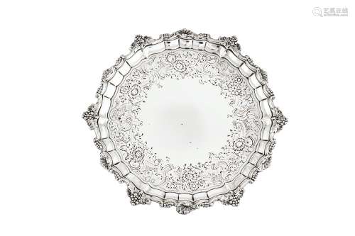 A George II sterling silver salver, London 1754 by Richard Rugg (reg. 30th May 1754)
