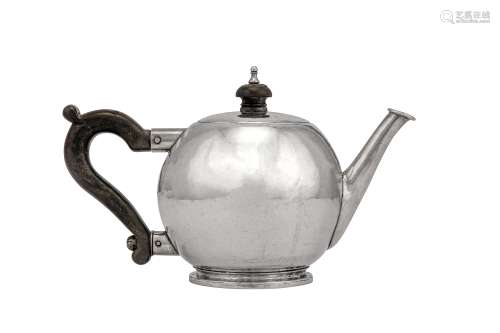 A George VI sterling silver hand crafted bullet teapot, London 1951 by Kennelm Armytage (1898-1968)
