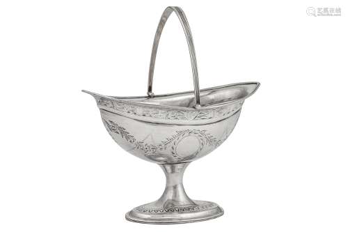 A George III Irish sterling silver sugar basket, Dublin 1796 by George West