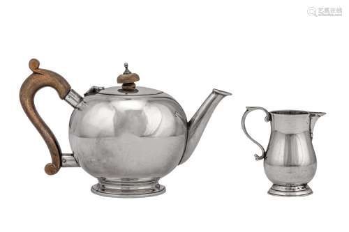 A George VI sterling silver bullet teapot, London 1947 by Wakley and Wheeler