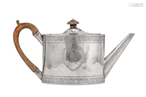 A George III sterling silver teapot, London 1792 by John Robins (reg. 20th Oct 1774)