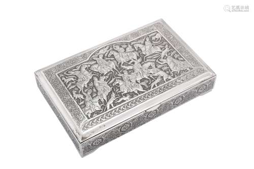 A mid to late-20th century Iranian (Persian) silver cigarette box, Isfahan circa 1970 workshop unide