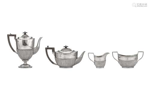 A Victorian sterling silver four-piece tea and coffee service, London 1891/93 by Charles Stuart