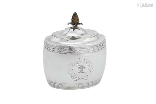 A Victorian sterling silver tea caddy, London 1898 by George Fox