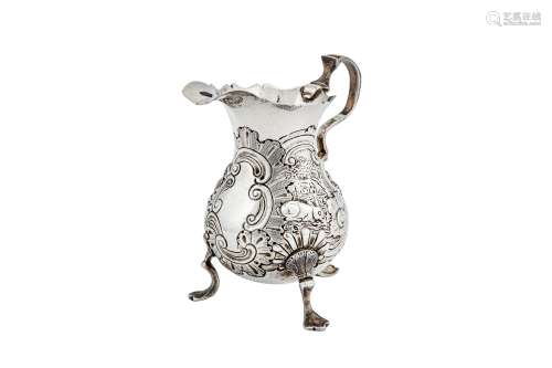 A George II sterling silver cream jug, London 1749 by Dorothy Mills & Thomas Sarbitt