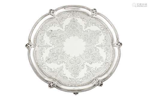 A Victorian sterling silver salver, Sheffield 1882 by Fenton Brothers