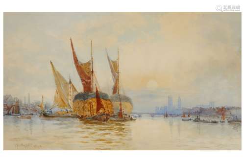 SIR HUBERT JAMES MEDLYCOTT (BRITISH 1841 - 1920) The Thames looking towards Westminster signed and