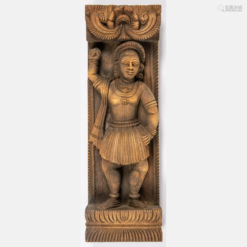 An Indian Architectural Carved Wood Temple Support