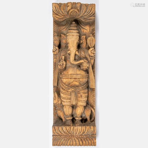 An Indian Architectural Carved Wood Temple Support