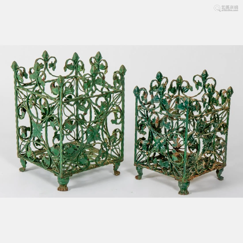 Two Wrought Metal Garden Planters, 20th Century.