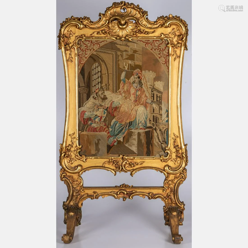 A French Louis XV Style Gilt Framed Needle Work