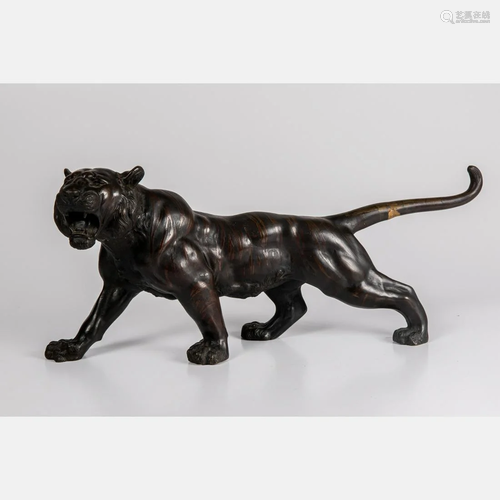 A Japanese Bronze Tiger, Meiji Period.