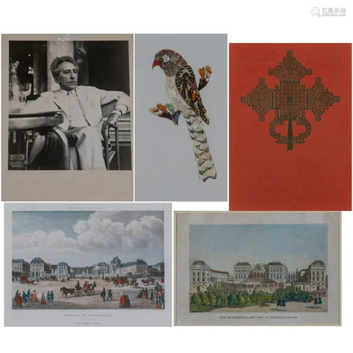 A Group of Five Framed Decorative Artworks, 20th