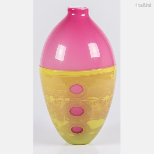 A Contemporary Glass Blown Vase by Drew Hine,