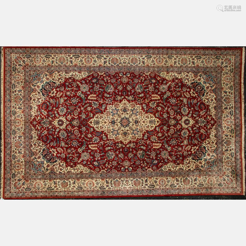 A Fine Sino Persian Esphehan Wool Rug, 20th Cen…