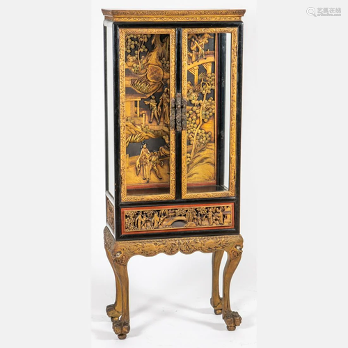 A Chinese Carved and Lacquered Display Cabinet, 2…