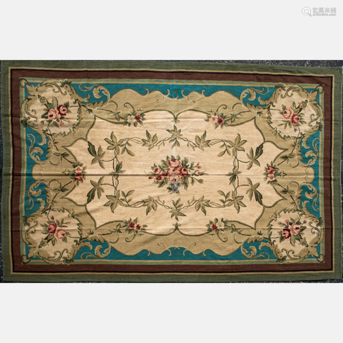 A Hand Knotted Sino French Needlepoint Rug, 20th