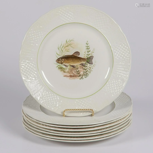 A Set of Staffordshire Ironstone Fish Plates, 20th