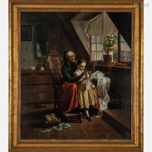 Munich School (19th Century) Grandmother and Child