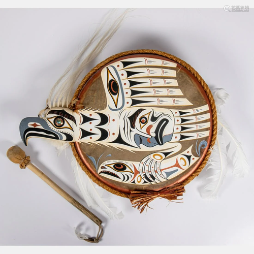 George Hunt (b.1958) Eagle Warrior Spirit Drum, Pai…