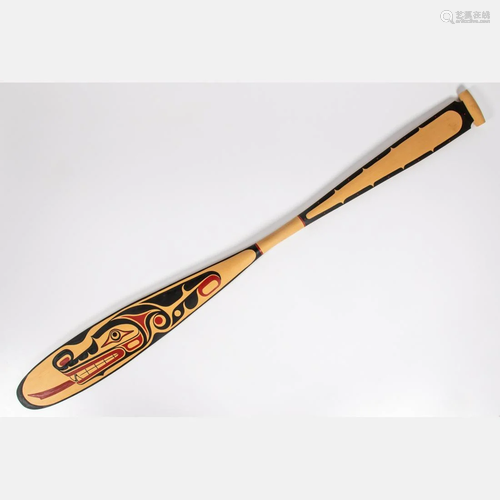 Donald Svanvick (Inuit, b.1958) Oar, Carved and pai…