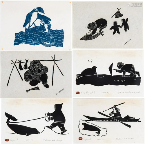 A Group of Six Inuit Stonecut Prints by Various