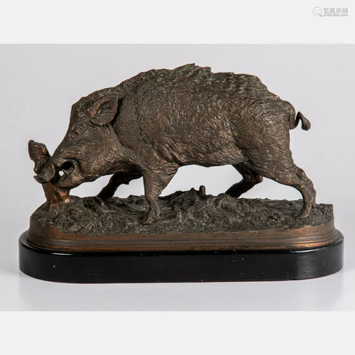 Pierre-Jules Mene (1810-1879) Wild Boar, Bronze.