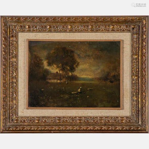 George Inness (1825-1894) Evening Landscape, Oil…