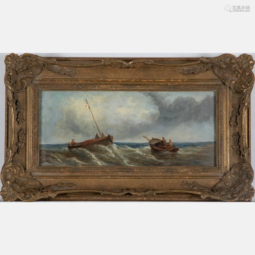 E. Hayes (English, 19th Century) Seascape with Boats,