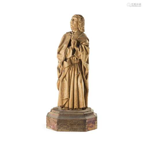 NETHERLANDISH CARVED OAK FIGURE OF ST. JOHN THE EVANGELIST 16TH CENTURY